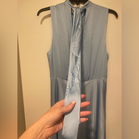 $268 FAVORITE DAUGHTER THE WHISK ME AWAY DRESS LIFHT BLUE SATIN MIDI SIZE 8 - Picture 13 of 14